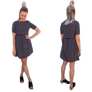 Ace & Jig Dress Womens Medium Blue White Polka Dot Mini Pockets Retro Prairie